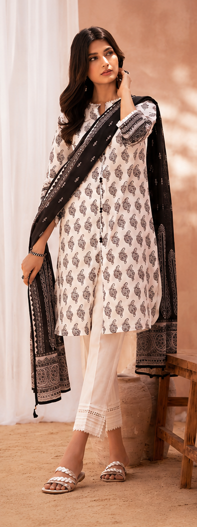 3Piece Unstitched Printed Lawn