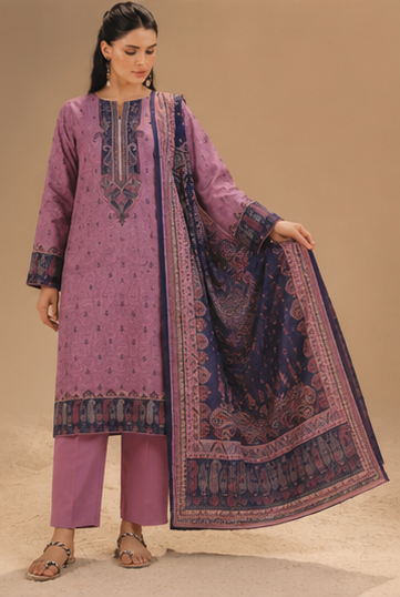 3PCS UNSTITCHED PRINTED LAWN