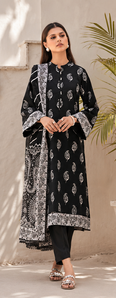 3Piece Unstitched Printed Lawn