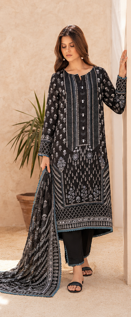 3Piece Unstitched Printed Lawn