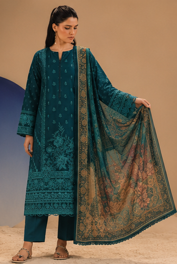 3PCS UNSTITCHED PRINTED LAWN
