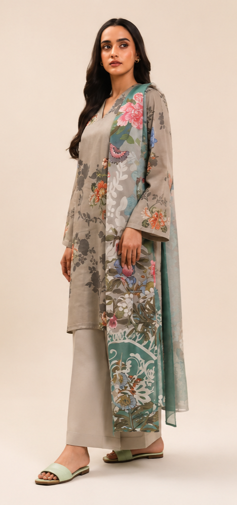 3 Piece Lawn-Printed(Unstitched)