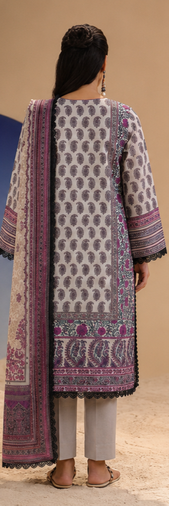 3PCS UNSTITCHED PRINTED LAWN
