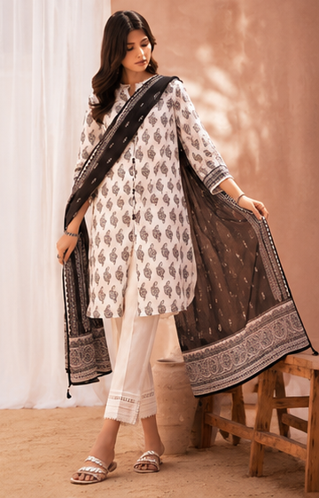 3Piece Unstitched Printed Lawn