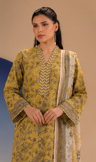 3PCS UNSTITCHED PRINTED LAWN