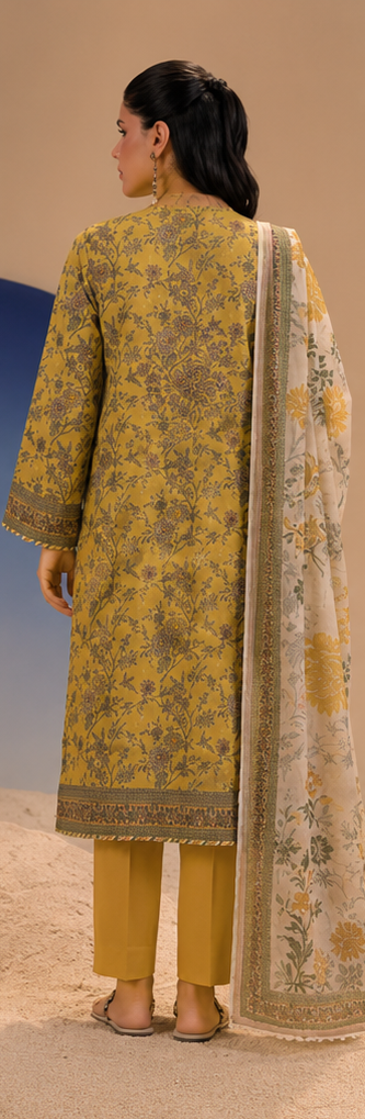 3PCS UNSTITCHED PRINTED LAWN