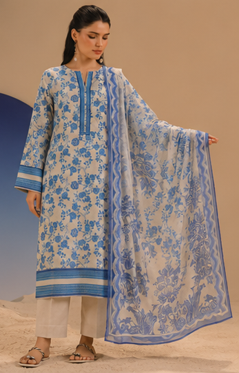 3PCS UNSTITCHED PRINTED LAWN