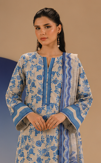3PCS UNSTITCHED PRINTED LAWN