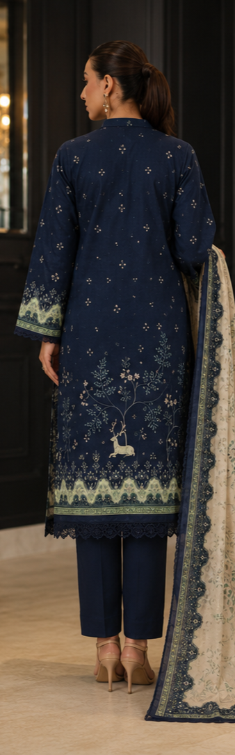 3PCS UNSTITCHED PRINTED LAWN