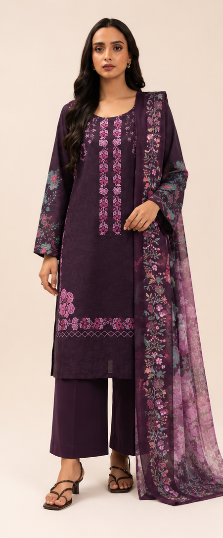 3 Piece Lawn-Printed(Unstitched)