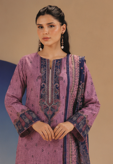 3PCS UNSTITCHED PRINTED LAWN
