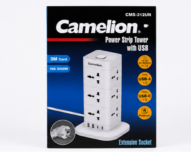 Camelion CMS-312UN Power Strip Tower with USB