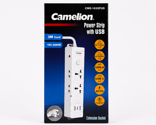Camelion CMS-1K33PUD Power Strip with USB