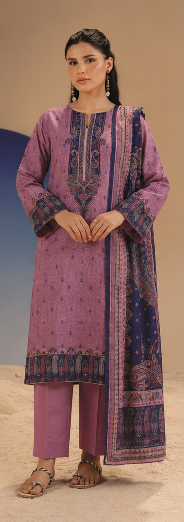 3PCS UNSTITCHED PRINTED LAWN