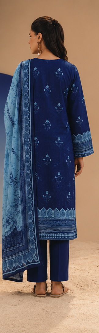 3PCS UNSTITCHED PRINTED LAWN