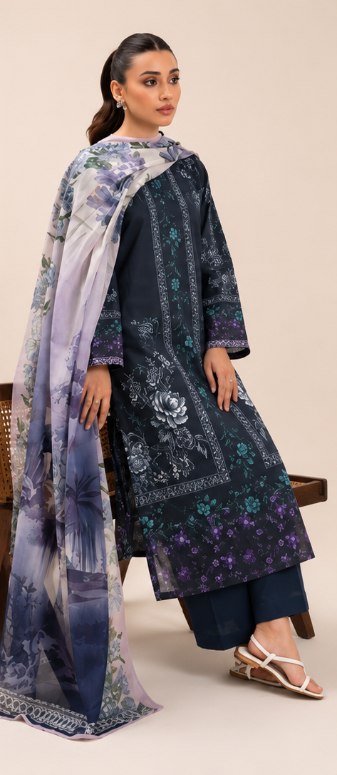 3 Piece Lawn-Printed(Unstitched)