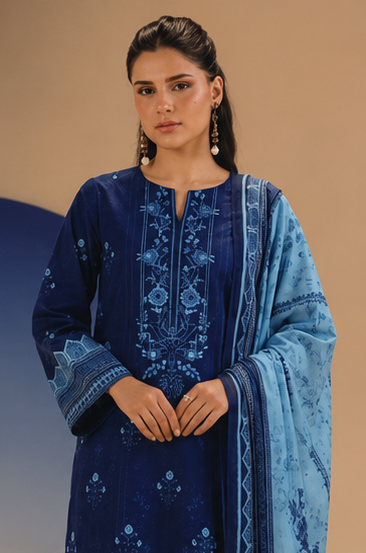 3PCS UNSTITCHED PRINTED LAWN