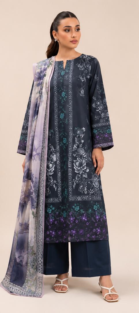 3 Piece Lawn-Printed(Unstitched)