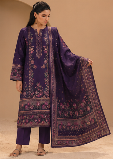 3PCS UNSTITCHED PRINTED LAWN
