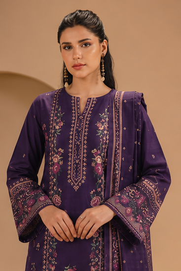 3PCS UNSTITCHED PRINTED LAWN