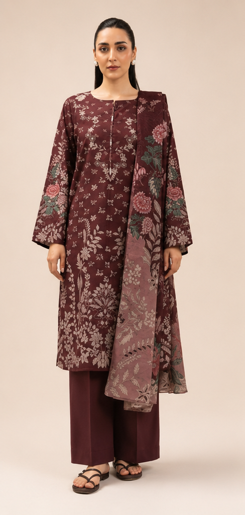 3 Piece Lawn-Printed(Unstitched)