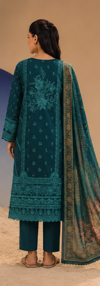 3PCS UNSTITCHED PRINTED LAWN