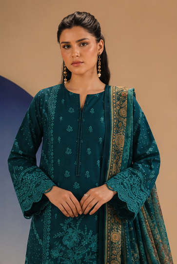 3PCS UNSTITCHED PRINTED LAWN