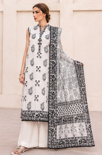 3Piece Unstitched Printed Lawn