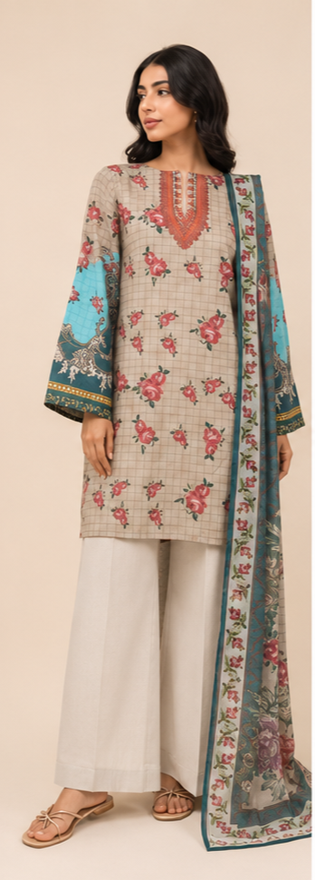 3 Piece Lawn-Printed(Unstitched)