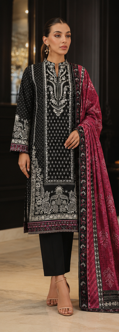 3PCS UNSTITCHED PRINTED LAWN