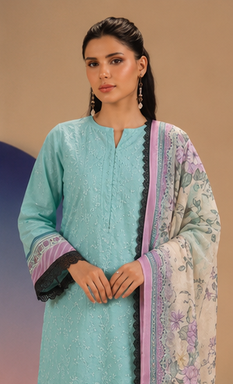 3PCS UNSTITCHED PRINTED LAWN