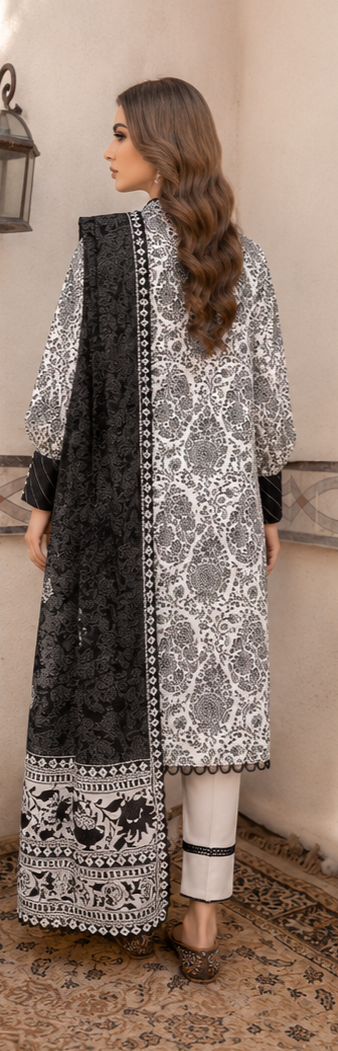 3Piece Unstitched Printed Lawn