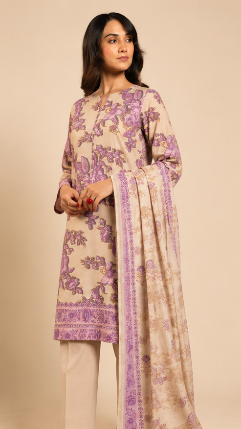 3 Piece Lawn-Printed(Unstitched)