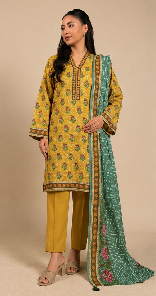 3 Piece Lawn-Printed(Unstitched)