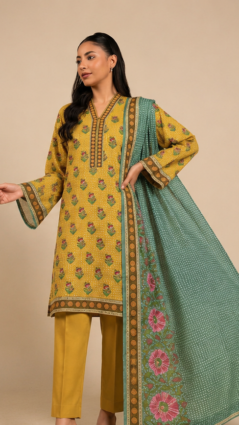 3 Piece Lawn-Printed(Unstitched)